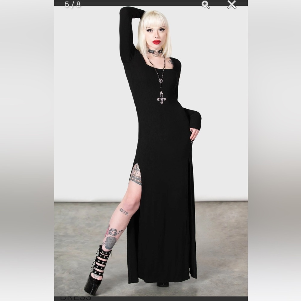 Lilith’s Rage stretch long sleeve dress ribbed 90s demonology ars Goetia gothic - Picture 5 of 7